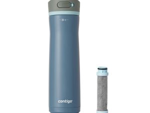 Contigo&reg; Wells Chill Stainless Steel Filter Water Bottle with AUTOSPOUT&reg; Straw Lid and Replacement Filter, 24 Oz.